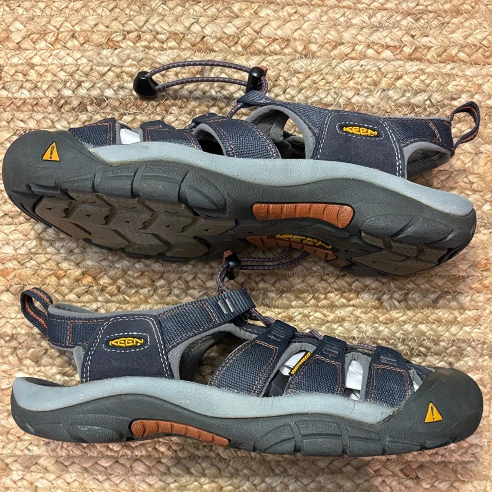 Keen Mens Newport H2 Navy Blue / Gray with Orange Accents Hiking Water Sandals